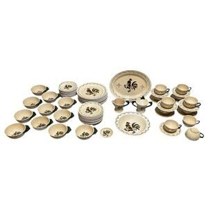 Metlox Poppytrail California Provincial Rooster Dinnerware 66 Pieces